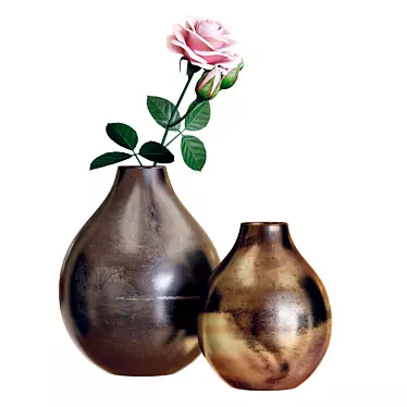 Elegant Bringham Vases with Rose 3D model image 1 