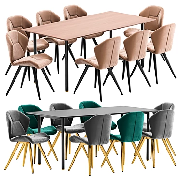 Modern Viva Chair and Ravello Table Set 3D model image 1 