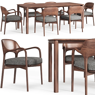Neva Artisan Table & Porada Ella Chair 3D model image 1 