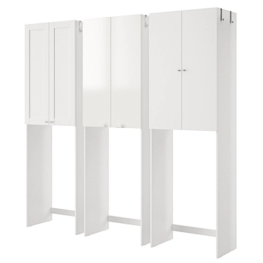 Sleek White Laundry Cabinet with BAGGANÄS Handles 3D model image 1 