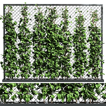 Outdoor Metal Vase with Fence & Ivy 3D model image 1 