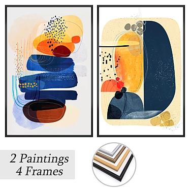 Modern Wall Art Set with Frames 3D model image 1 