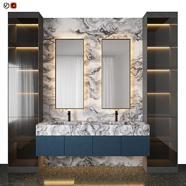 Elegant Blue Marble Bathroom 3D model image 1 