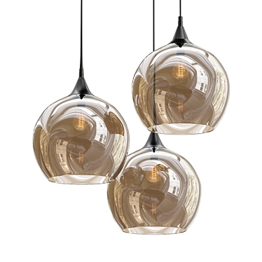 Sleek Swell Pendant Chandelier 3D model image 1 