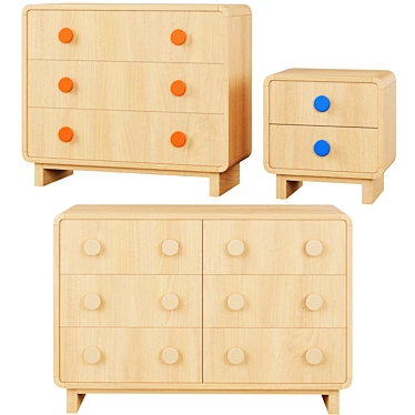Steaming Style 3-Drawer Wood Dresser - Crate & Kids 3D model image 1 