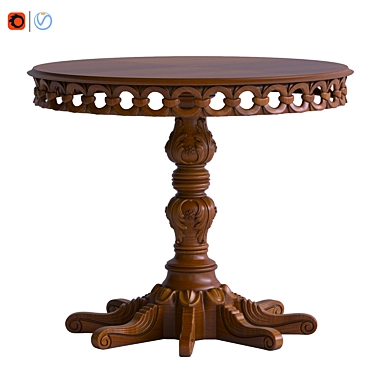 Handcrafted Carved Table 3D model image 1 