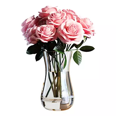 Elegant Pink Roses Bouquet 3D model image 1 