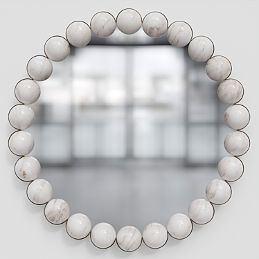 Elegant Pearl Mirror: Light Bronze & Alabaster Marble 3D model image 1 