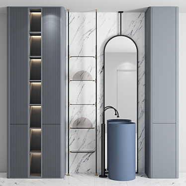 Elegant Bathroom Set with Mirror 3D model image 1 