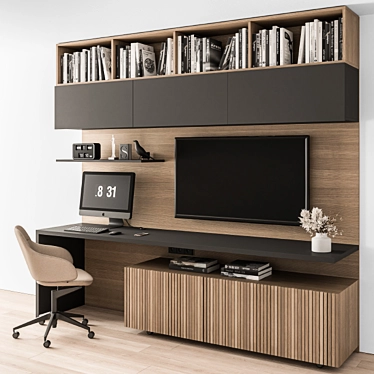 Sleek Office Wardrobe and Desk 3D model image 1 