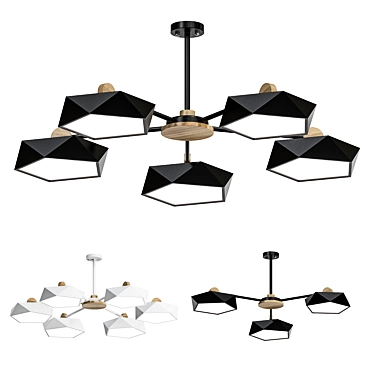 Modern Black Geometric Chandelier 3D model image 1 