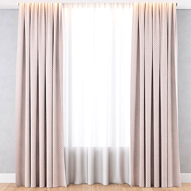 Modern Velvet Curtains with Pattern 3D model image 1 