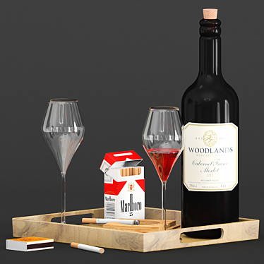 Vintage Wine and Cigarettes Set 3D model image 1 