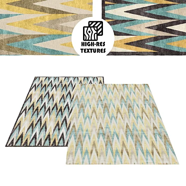 Vibrant Geometric Rug Set 3D model image 1 