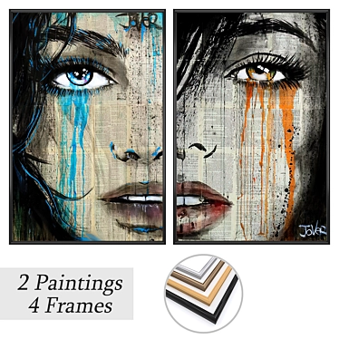 Elegant Wall Set: 2 Paintings with 4 Frame Options 3D model image 1 