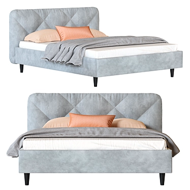 Velvet Gray Vesmar 160 Bed 3D model image 1 