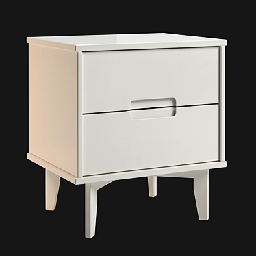 Modern Solid Wood Nightstand with 2 Drawers 3D model image 1 