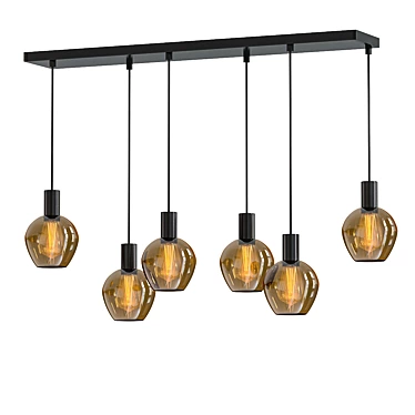 Sleek Matte Black 6-Light Pendant 3D model image 1 