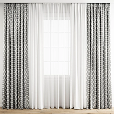 Premium Polygonal Curtain Model 3D model image 1 