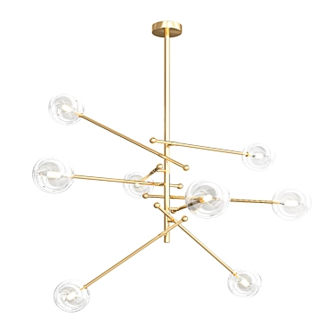 Modern Bronze 8-Light Glass Ceiling Chandelier 3D model image 1 