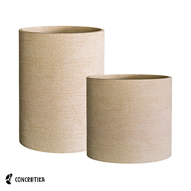 Elegant Concrete Planters: Concretika Cylinder Collection 3D model image 1 