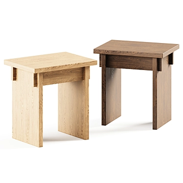 Elegant Japanese Oak Chair 3D model image 1 