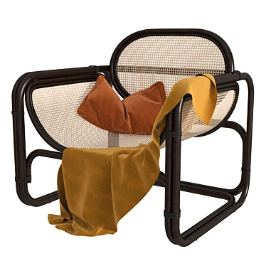 Minimal Rattan Lounge Chair 3D model image 1 