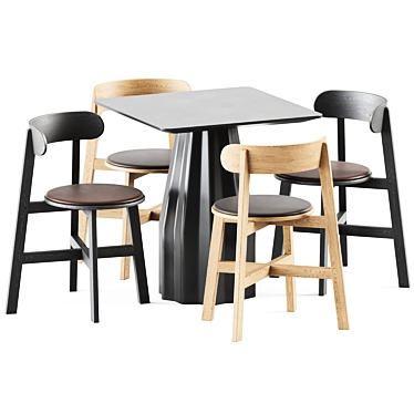 Elegant & Compact: Burin Table & Roda Chair 3D model image 1 