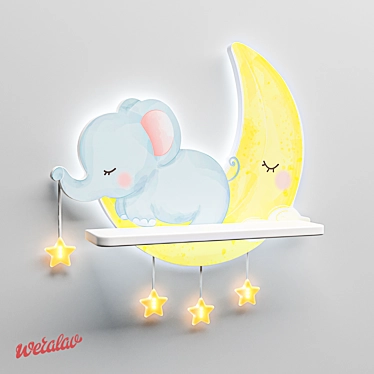 Elegant Backlit Elephant Shelf 3D model image 1 