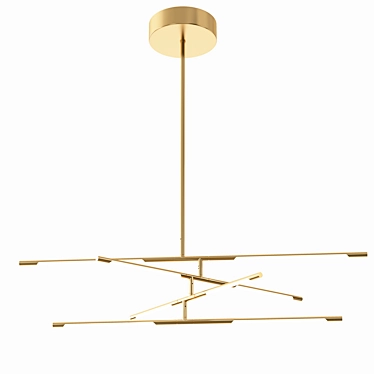 Golden Geometric LED Chandelier 3D model image 1 