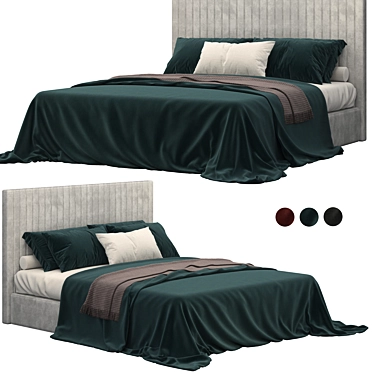 Modern Striped Headboard Bed 3D model image 1 