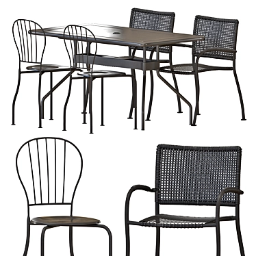 Outdoor Dining Set: VIHOLMEN Table & LACKO Chairs 3D model image 1 