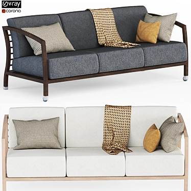 Elegant Malena Sofa: Modern Design, Premium Fabric & Wood 3D model image 1 