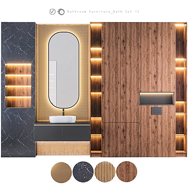 Modern Bathroom Furniture Set 3D model image 1 