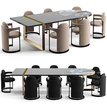 Elegant Baxter Dining Set 3D model image 1 