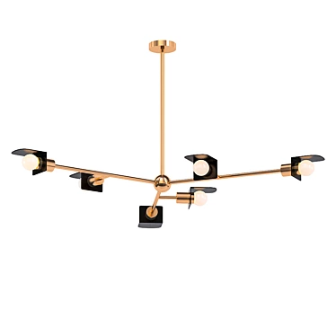 Modern Brass Chandelier: Route II 3D model image 1 