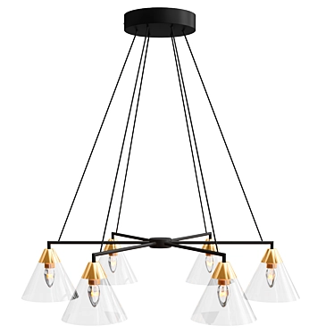 Elegant Flared Glass Chandelier 3D model image 1 