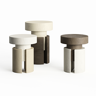 Elegant Tobias Stools: Concrete, Ebony 3D model image 1 