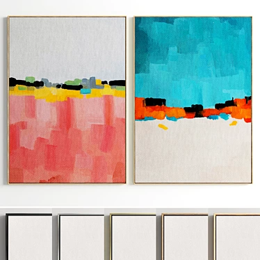 Modern Frame Collection: Set of 2 Paintings in 5 Materials 3D model image 1 