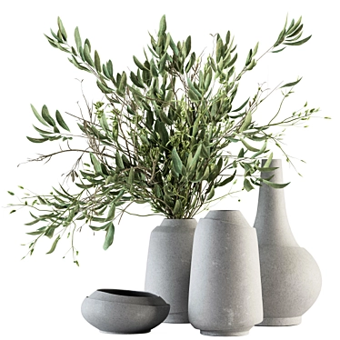 Elegant Vase and Lush Plant 3D model image 1 