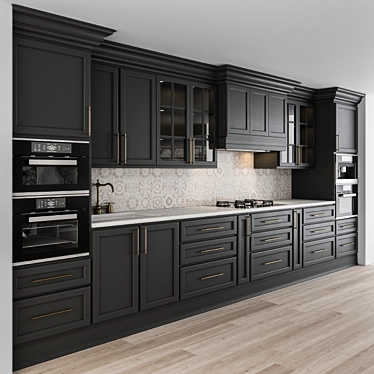 Neo Classic Black Kitchen Set 3D model image 1 