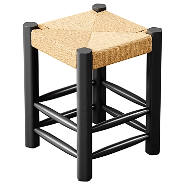 Zara Home Wooden Stool & Jute Twisted Perfect for Any Space 3D model image 1 