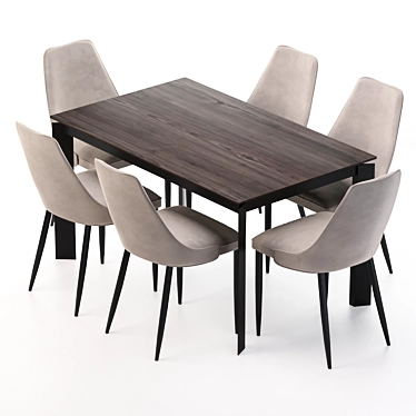 AERO Dining Group: NEVADA Table & LATTE Chairs 3D model image 1 