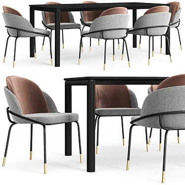 Elegant Neva Table & Colello Chair 3D model image 1 