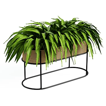 Vintage-inspired Caned Metal Planter 3D model image 1 