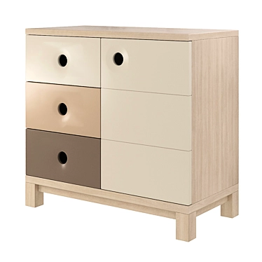 Playful Kids' Wooden Chest of Drawers 3D model image 1 