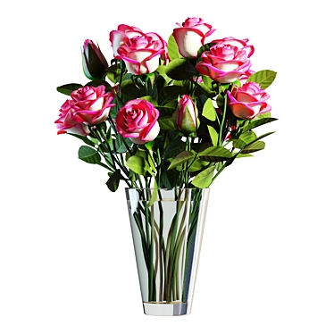 Elegant Pink Roses Bouquet 3D model image 1 