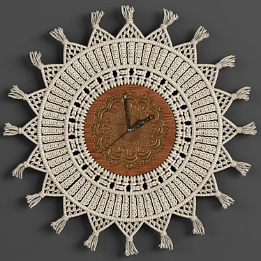 Boho Bliss Macrame Clock 3D model image 1 