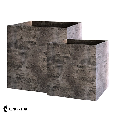 Cube Concrete Planters: Stylish and Durable 3D model image 1 