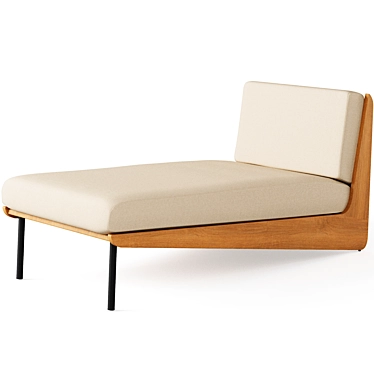 Kinney Teak Chaise Lounge: Outdoor Luxury with Cushion 3D model image 1 